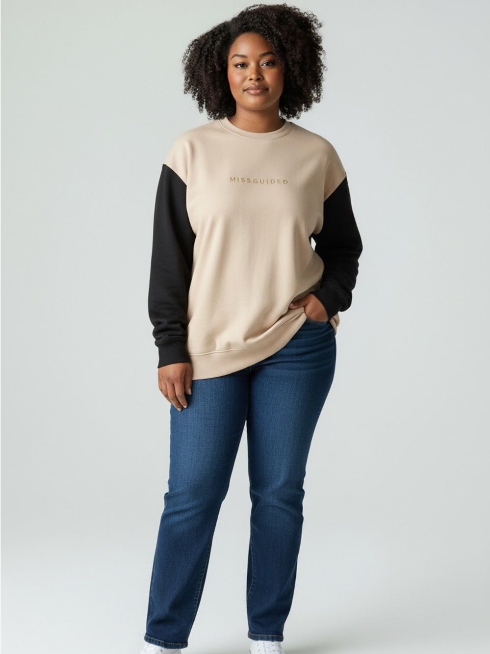 Missguided Women’s Light Pink and Gray Sweater Size 2 Tall